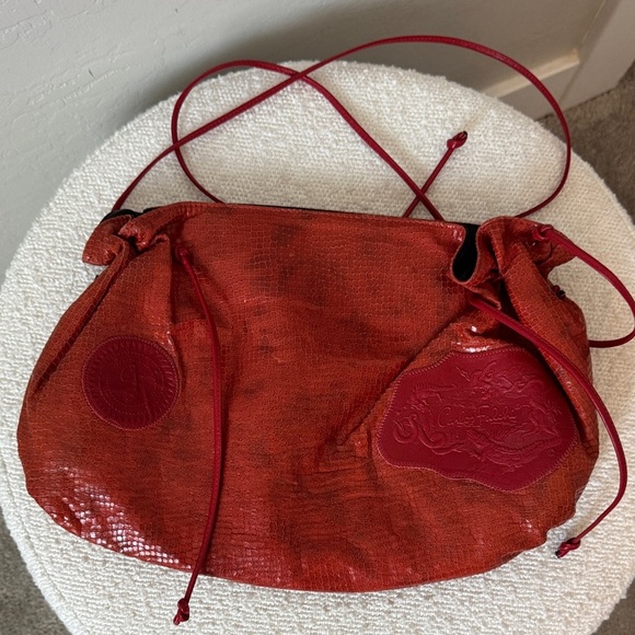 Carlos Falchi Orange Croc Crossbody Clutch - Picture 1 of 8